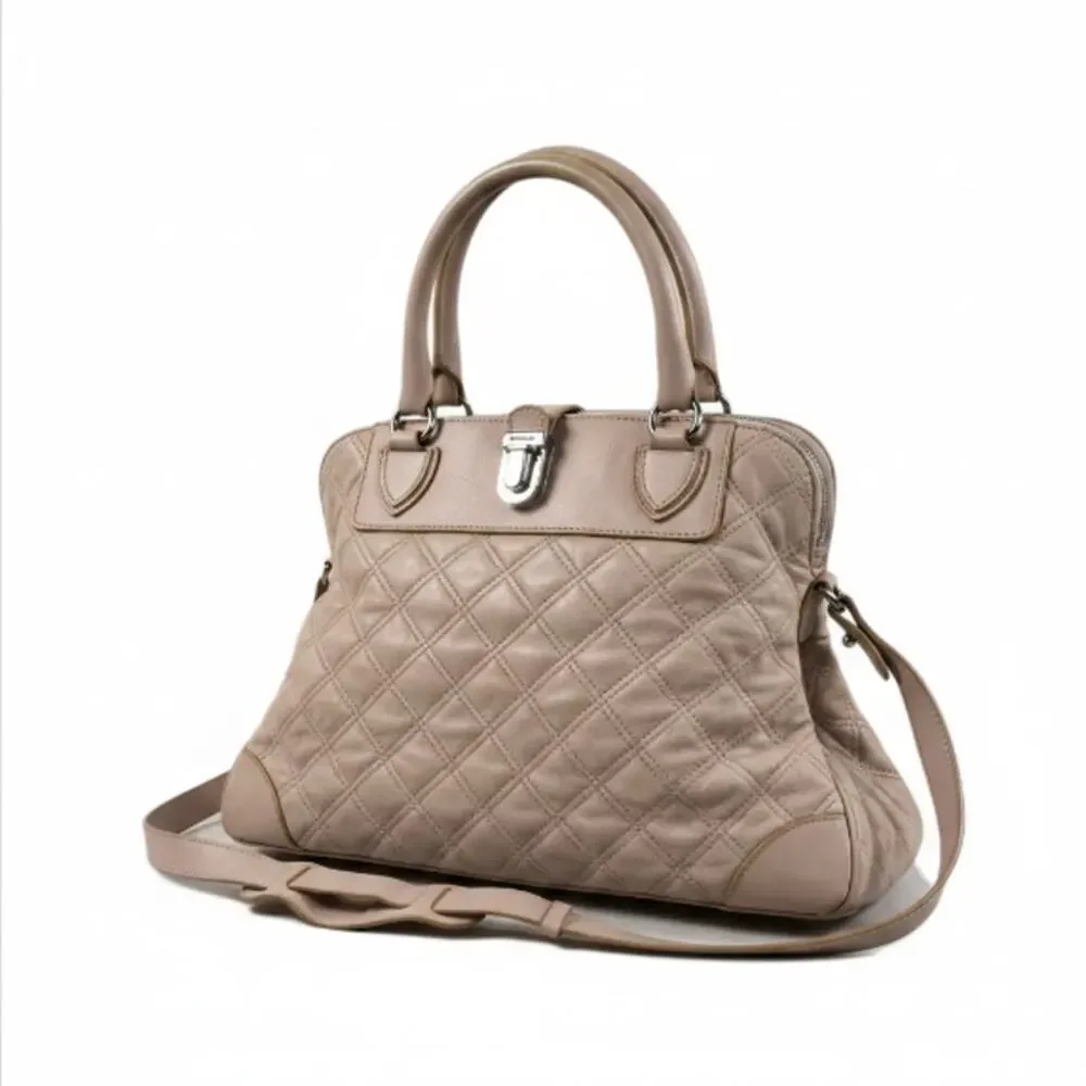 MARC JACOBS Whitney Quilted Leather Satchel Bag Blush Old Money Made In Italy
